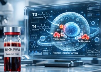 Functional TFT blood test and thyroid medication molecular interaction.